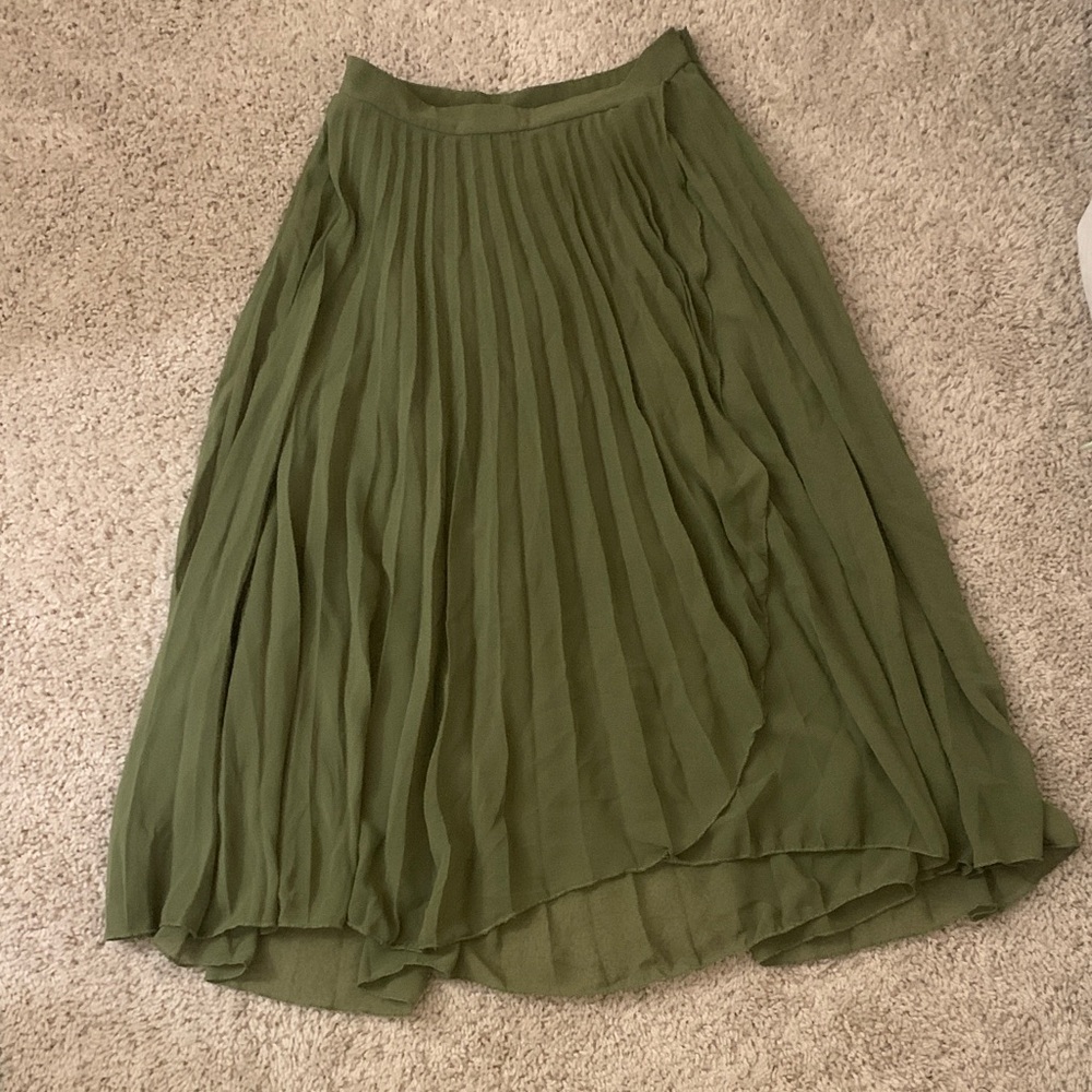 ASOS Olive A-Line Pleated Skirt